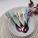 Multicolor Stainless Steel Butterfly Coffee Spoon Fruit Cold Drink Ice Cream Dessert Tea Spoon, Color:Rainbow