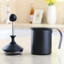 Pump Creamer Stainless Steel Double Mesh Manual Coffee Milk Foam Frothing Pitcher Froth Pump Foamer Cup, Capacity:800cc
