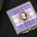 Handmade DIY Diamond Portable Double Sided Folding Mirror Gem Beauty Head(Pink)