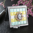 Handmade DIY Diamond Portable Double Sided Folding Mirror Gem Beauty Head(Green)