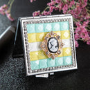 Handmade DIY Diamond Portable Double Sided Folding Mirror Gem Beauty Head(Green)
