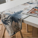 Modern Minimalist Jacquard Dining Table Cloth Tea Table Bed Flag With Tassel, Size:32x180cm(Navy Coffee Flowers)