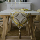 Modern Minimalist Jacquard Dining Table Cloth Tea Table Bed Flag With Tassel, Size:32x180cm(Yellow Clover)