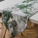 Modern Minimalist Jacquard Dining Table Cloth Tea Table Bed Flag With Tassel, Size:32x220cm(Green Grey Flowers)