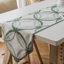 Modern Minimalist Jacquard Dining Table Cloth Tea Table Bed Flag With Tassel, Size:32x220cm(Green Clover)