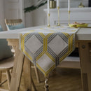 Modern Minimalist Jacquard Dining Table Cloth Tea Table Bed Flag With Tassel, Size:32x220cm(Yellow Square)