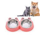 Stainless Steel Dog and Cat Double Bowl Pet Supplies(Pink)