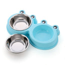 Stainless Steel Dog and Cat Double Bowl Pet Supplies(Pink)