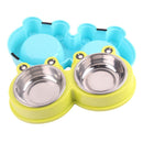 Stainless Steel Dog and Cat Double Bowl Pet Supplies(Pink)