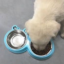 Stainless Steel Dog and Cat Double Bowl Pet Supplies(Pink)