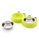 Stainless Steel Dog and Cat Double Bowl Pet Supplies(Green)