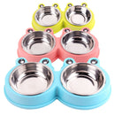Stainless Steel Dog and Cat Double Bowl Pet Supplies(Green)