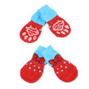 2 Pairs Pet Dog Puppy Cat Shoes Slippers Non-Slip Socks Pet Cute Indoor for Small Dogs Cats Snow Boots Socks, Size:S(Red)