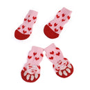 2 Pairs Pet Dog Puppy Cat Shoes Slippers Non-Slip Socks Pet Cute Indoor for Small Dogs Cats Snow Boots Socks, Size:M(Light Red )