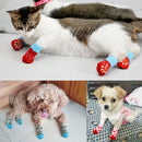 2 Pairs Pet Dog Puppy Cat Shoes Slippers Non-Slip Socks Pet Cute Indoor for Small Dogs Cats Snow Boots Socks, Size:M(Light Red )