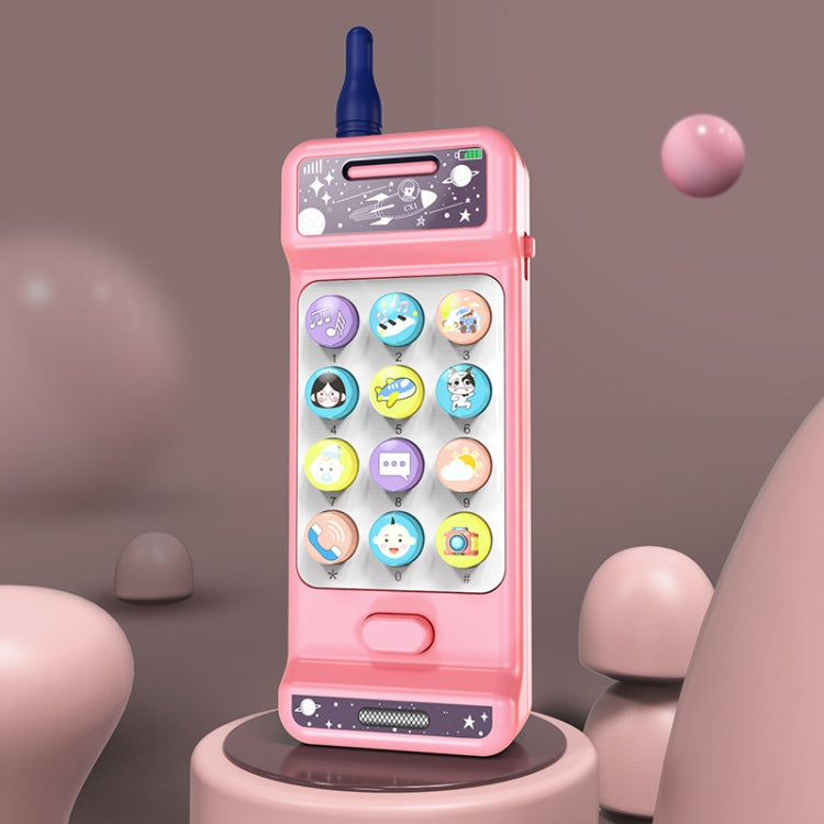 Baby Puzzle Early Education Telephone Children Music Simulation Intelligent Sound and Light Landline(Pink)