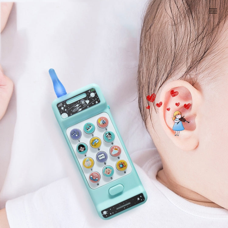 Baby Puzzle Early Education Telephone Children Music Simulation Intelligent Sound and Light Landline(Blue)