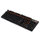 Rapoo V500PRO Orange Light 104 Keys Desktop Laptop Computer Game Esports Office Home Typing Metal Wired Mechanical Keyboard(Green Shaft)