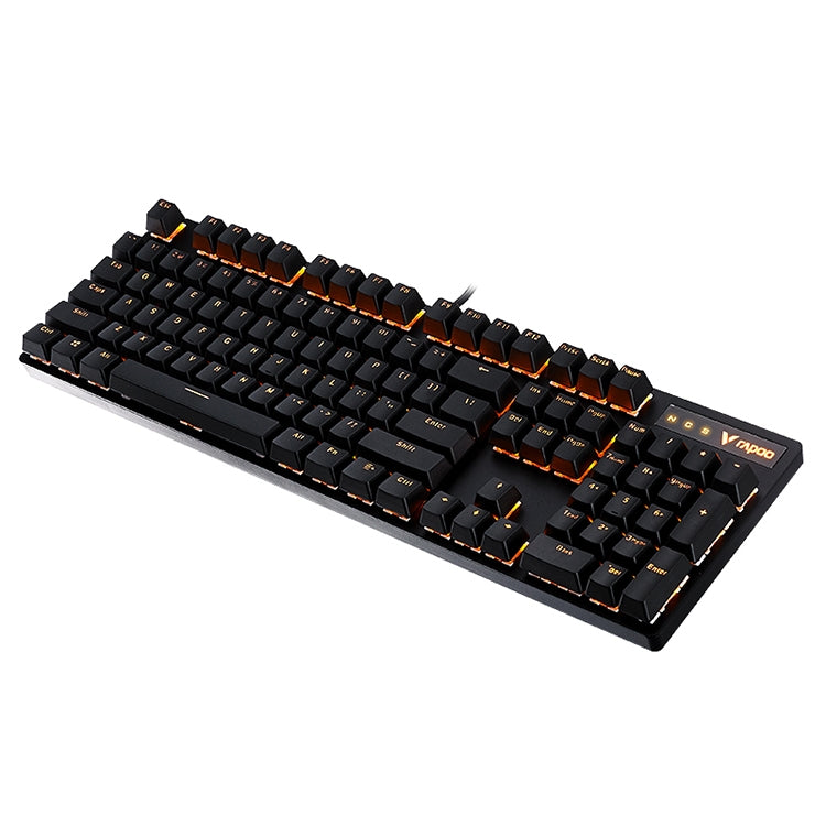 Rapoo V500PRO Orange Light 104 Keys Desktop Laptop Computer Game Esports Office Home Typing Metal Wired Mechanical Keyboard(Green Shaft)