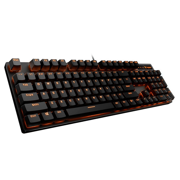 Rapoo V500PRO Orange Light 104 Keys Desktop Laptop Computer Game Esports Office Home Typing Metal Wired Mechanical Keyboard(Green Shaft)
