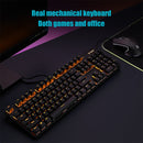 Rapoo V500PRO Orange Light 104 Keys Desktop Laptop Computer Game Esports Office Home Typing Metal Wired Mechanical Keyboard(Tea Shaft)