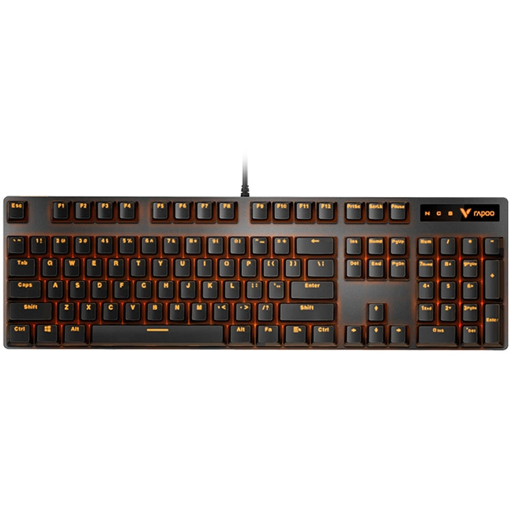Rapoo V500PRO Orange Light 104 Keys Desktop Laptop Computer Game Esports Office Home Typing Metal Wired Mechanical Keyboard(Tea Shaft)