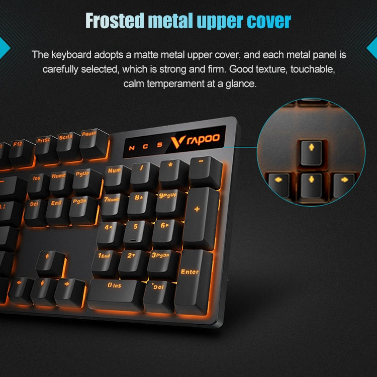Rapoo V500PRO Orange Light 104 Keys Desktop Laptop Computer Game Esports Office Home Typing Metal Wired Mechanical Keyboard(Red Shaft)