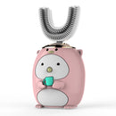 U-shaped Children Electric Toothbrush Baby Rechargeable Brushing Artifact, Style:Toddler Edition(Penguin Powder)