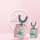 U-shaped Children Electric Toothbrush Baby Rechargeable Brushing Artifact, Style:Children Edition(Penguin Gray)