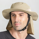 Summer Outdoor Cycling Sunscreen Hat Hiking Sun Hat Wild Windproof Fisherman Hat(Khaki)