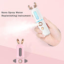 Facial Steamer Nano Spray Water Replenishing Instrument Portable Cold Spray Machine Charging Beauty Instrument Automatic Alcohol Sprayer, Style:Cute Deer(White)