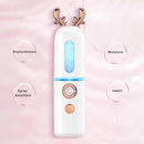 Facial Steamer Nano Spray Water Replenishing Instrument Portable Cold Spray Machine Charging Beauty Instrument Automatic Alcohol Sprayer, Style:Cute Deer(White)