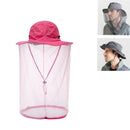 Summer Outdoor Sports Anti-mosquito Net Sun Hat Fisherman Hat, Size:L(Rose Red)