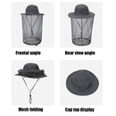 Summer Outdoor Sports Anti-mosquito Net Sun Hat Fisherman Hat, Size:L(Light Gray)