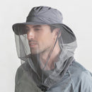 Summer Outdoor Sports Anti-mosquito Net Sun Hat Fisherman Hat, Size:L(Light Gray)