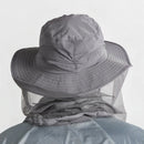 Summer Outdoor Sports Anti-mosquito Net Sun Hat Fisherman Hat, Size:L(Light Gray)