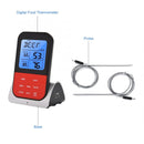 LCD Digital Food Thermometer with Dual Probe Sensors Timer(Silver)