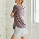 Breathable Quick-drying Round Neck Sports Tops Running Yoga Short-sleeved T-shirt, Size:S(Purple)