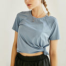 Breathable Quick-drying Round Neck Sports Tops Running Yoga Short-sleeved T-shirt, Size:S(Blue)