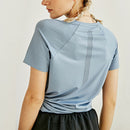 Breathable Quick-drying Round Neck Sports Tops Running Yoga Short-sleeved T-shirt, Size:L(Blue)