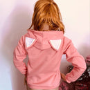 Solid Black Hooded Top Cute Cat Hoodie Warm Womens Sports Sweater, Size:M(Pink)
