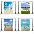 1.5m x 2.1m Simulation 3D Beach Seascape Coconut Tree Photo Photography Background Cloth(4131)