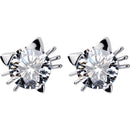 925 Sterling Silver Cute Little Cat Zirconia Ladies Earrings(White)