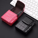 PU Leather Cigarette Case Lighter Case Business Card Case(Stone Pattern Rose Red)