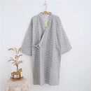 Man Pure Cotton Double-deck Bathrobe Kimono Pajamas Home Wear, Size: M(Gray)