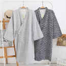 Man Pure Cotton Double-deck Bathrobe Kimono Pajamas Home Wear, Size: M(Gray)