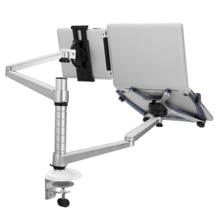 OA-9X Aluminum Alloy Height Adjustable Universal Rotation Double Arm Holder Notebook Tablet Combination Stand