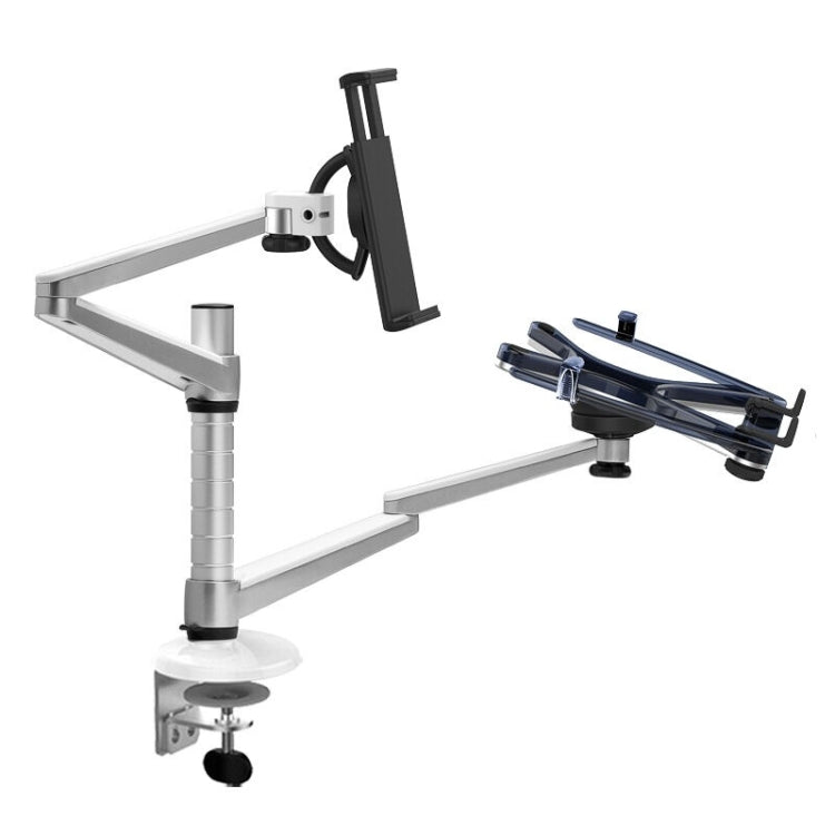 OA-9X Aluminum Alloy Height Adjustable Universal Rotation Double Arm Holder Notebook Tablet Combination Stand