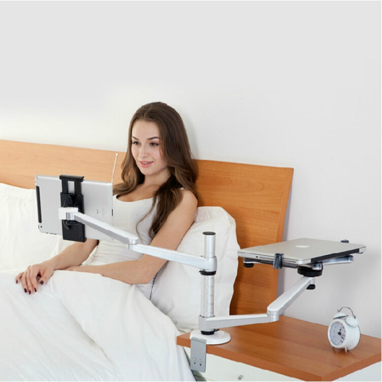 OA-9X Aluminum Alloy Height Adjustable Universal Rotation Double Arm Holder Notebook Tablet Combination Stand