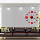 ISHOWTIENDA Fashion Acrylic DIY Coffee Cup Self Adhesive Interior Wall Creative Decoration Clock Mute Clock Stickers Muraux Wall Clock(Red)